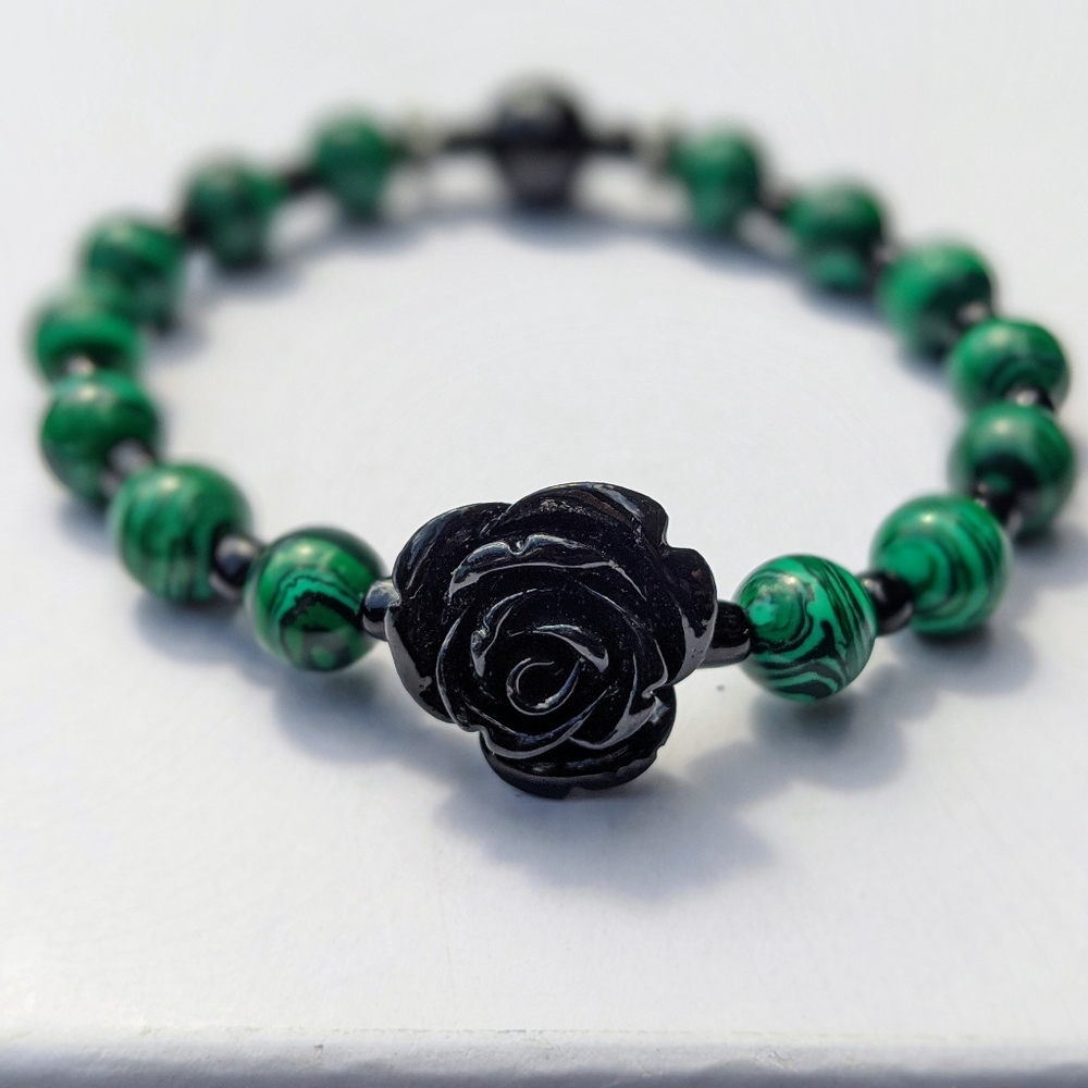 Black rose, malachite bracelet